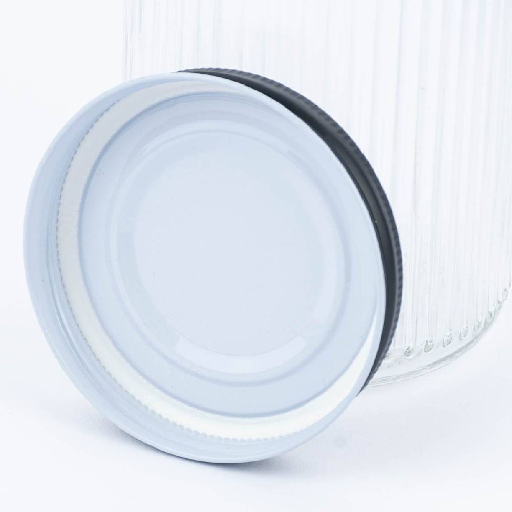 Schöner Leben Vorratsglas mit Stäbchenprägung und schwarzem Schraubdeckel groß 9x19,5cm Bis zu 55% Rabatt