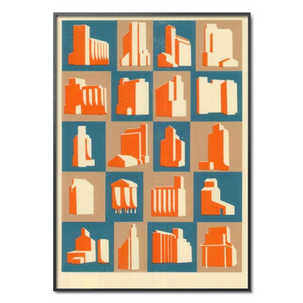 Schöner Wohnen Kollektion Gerahmter Kunstdruck 'Grain Silos' von Eliza Southwood