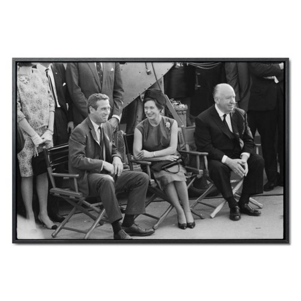 Schöner Wohnen Kollektion Gerahmter Kunstdruck 'Paul Newman, Princess Margaret and Alfred Hitchcock on the set of Torn Curtain'