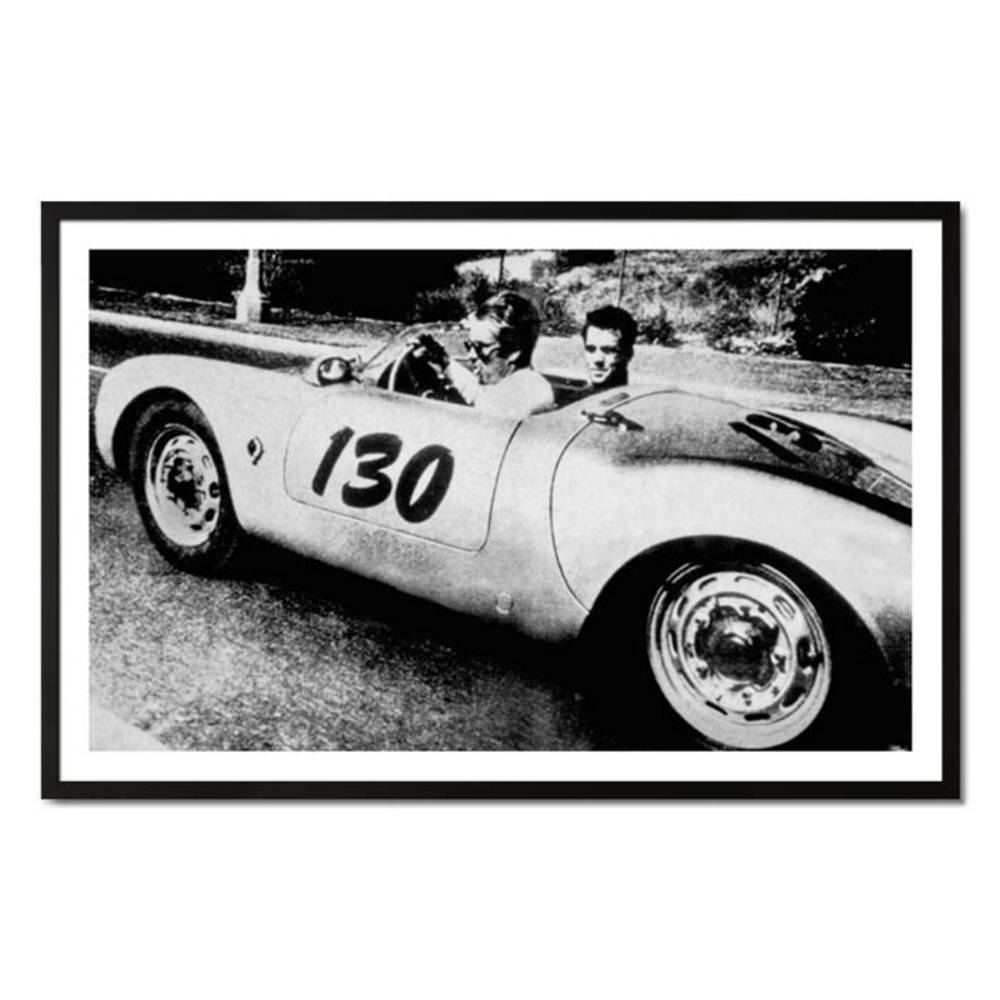 Schöner Wohnen Kollektion Gerahmter Kunstdruck 'The American Actor James Dean driving his Porsche Spider 550A with Rolf Wutherlich'