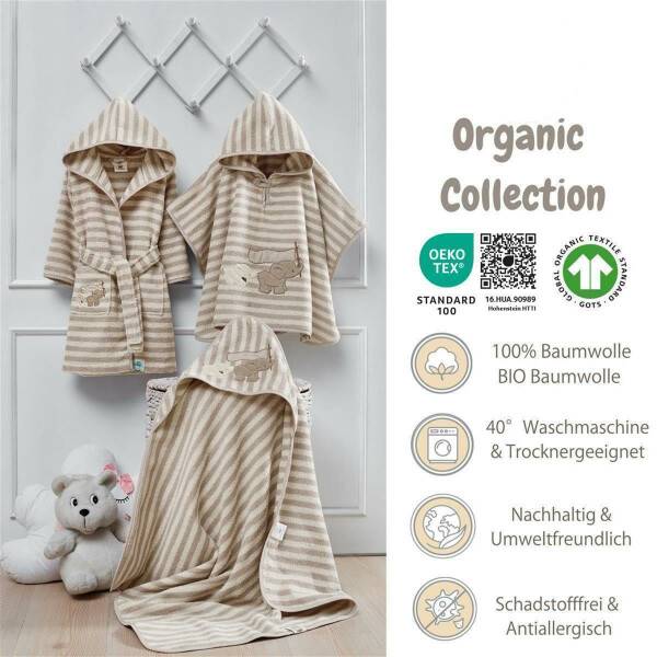 Sei Design Frottee Bade-Poncho mit Kapuze | 100% BIO Baumwolle | organic Kapuzenbadetuch | 3+ Monate bis 3 Jahre Streifen Meist gekauft