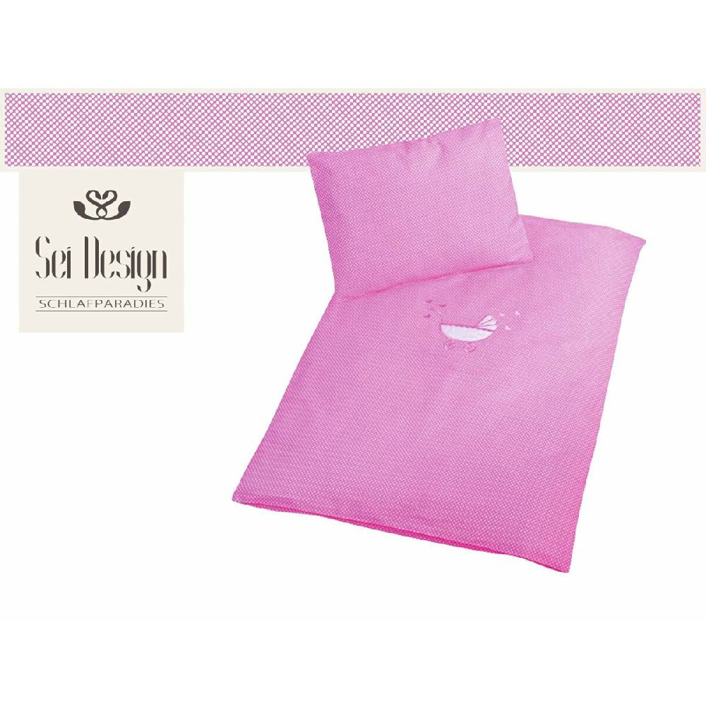 Sei Design 2 Tlg. Babybettwäsche, Pünktchen Rosa