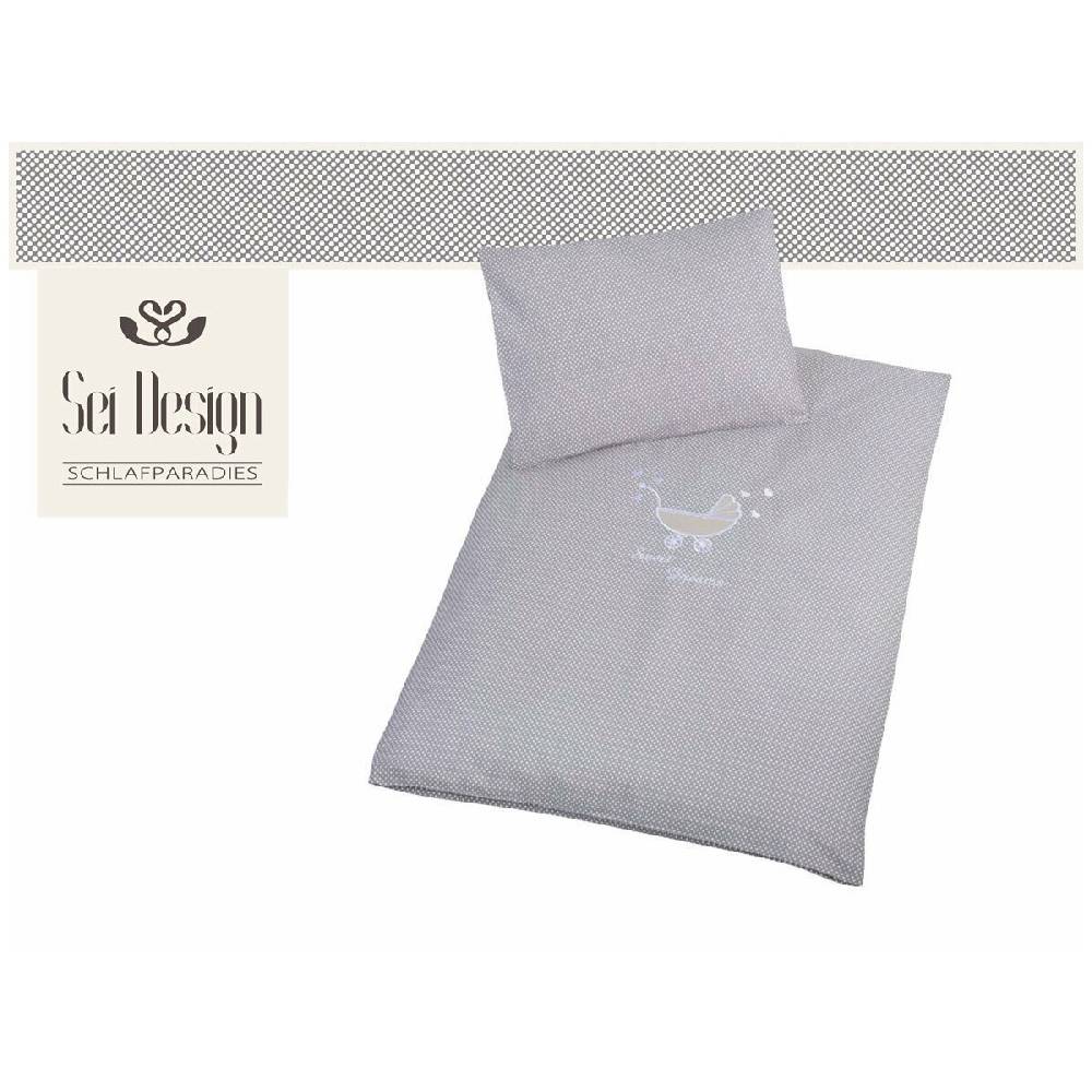 Sei Design 2 Tlg. Babybettwäsche, Pünktchen Taupe Auslauf