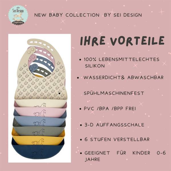 Sei Design 2-er Pack Baby Silikon Lätzchen mit Auffangschale Angebote