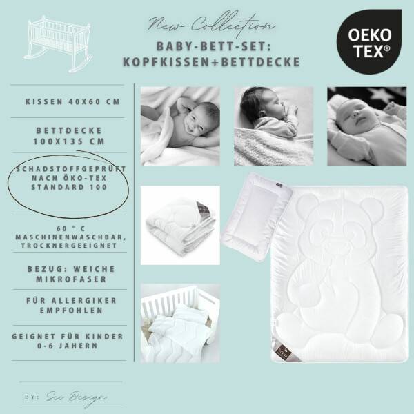 Sei Design Baby Bett SET Pandabär, Kopfkissen und Bettdecke Hotsell