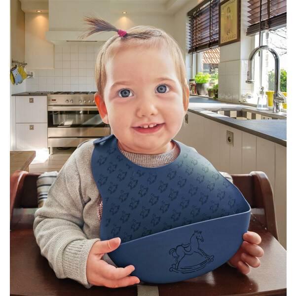 Sei Design Baby Silikon Lätzchen mit Auffangschale Dark Denim Meist gekauft