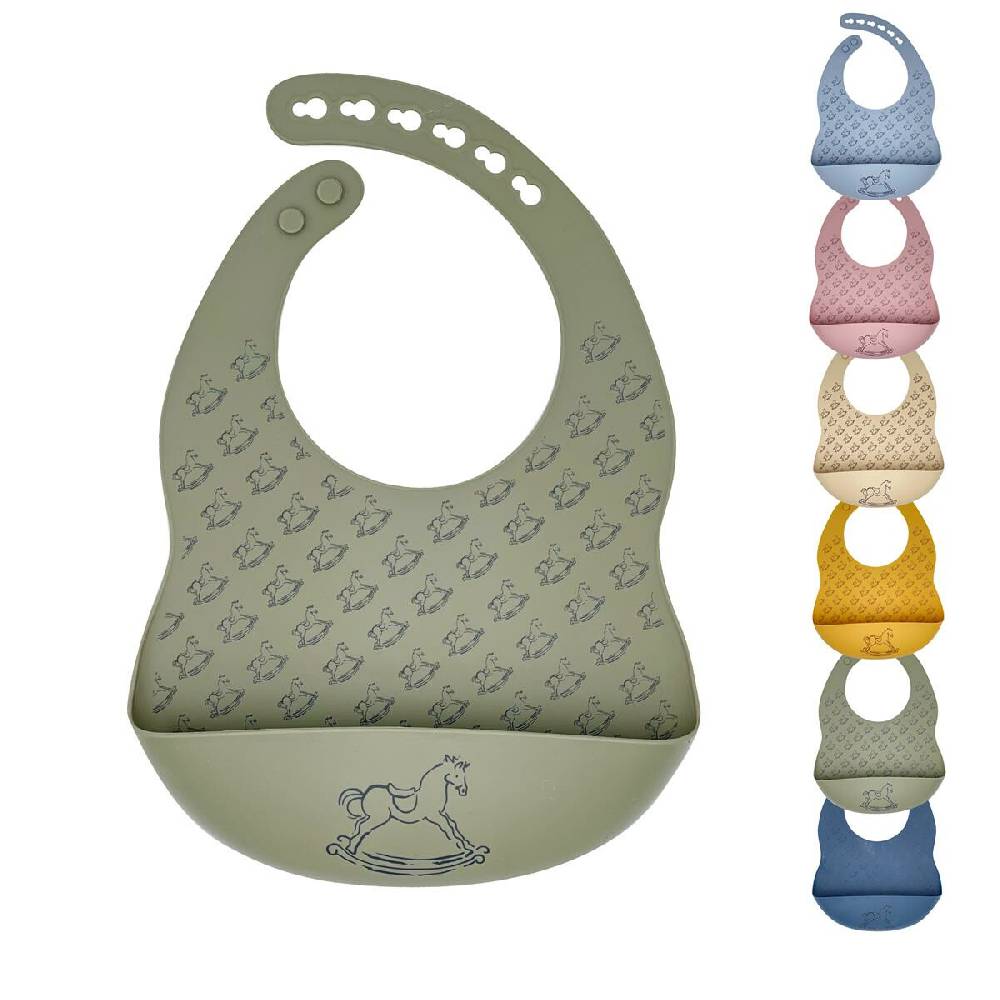 Sei Design Baby Silikon Lätzchen mit Auffangschale Silver Sage