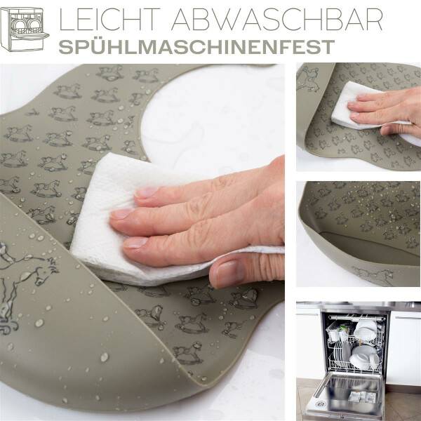 Sei Design Baby Silikon Lätzchen mit Auffangschale Silver Sage Online
