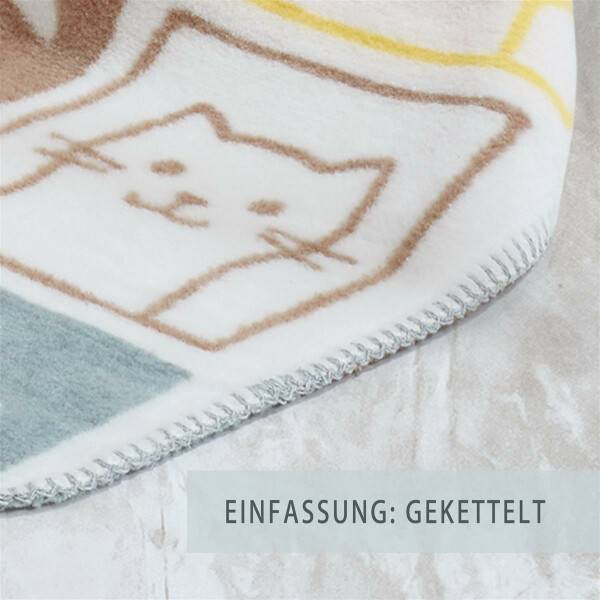 Sei Design Babydecke Kuscheldecke 90 x120 Baumwollmischung, niedliches Babydesign Cat&Dog Auslauf