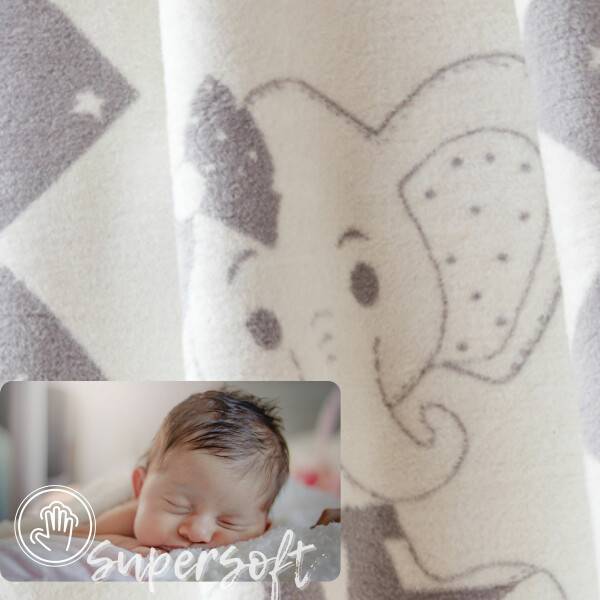 Sei Design Babydecke Kuscheldecke 90 x120 Baumwollmischung, niedliches Babydesign Elefant Angebote