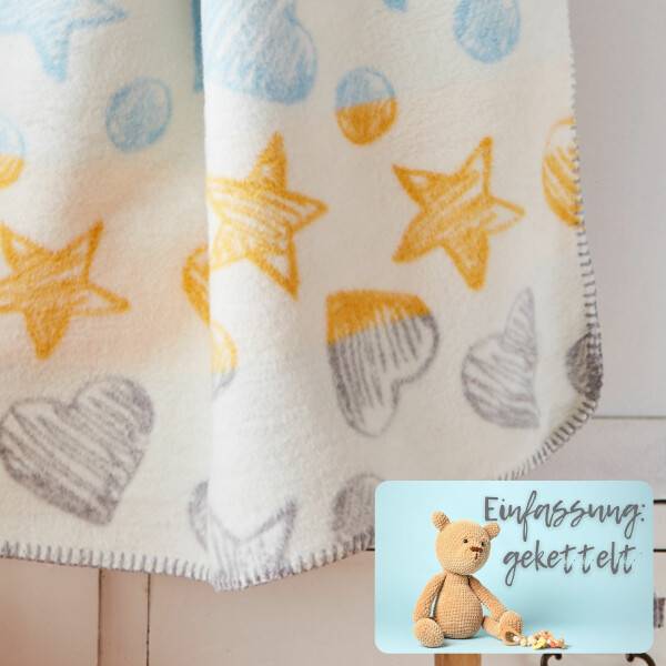 Sei Design Babydecke Kuscheldecke 90 x120 Baumwollmischung, niedliches Babydesign Herzchen Hotsell