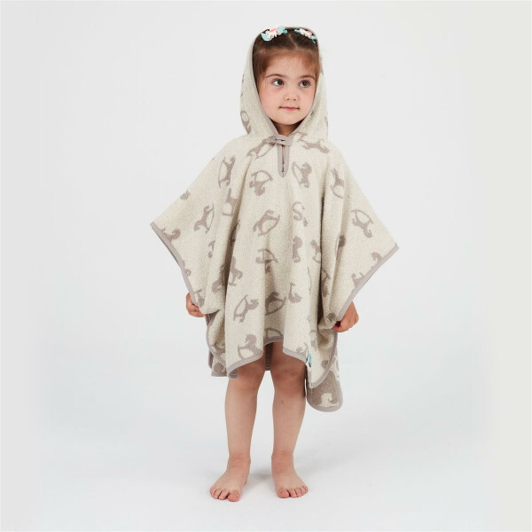 Sei Design Frottee Bade-Poncho mit Kapuze | 100% BIO Baumwolle | organic Kapuzenbadetuch | 3+ Monate bis 3 Jahre Schauckelpferd Fabrikverkauf
