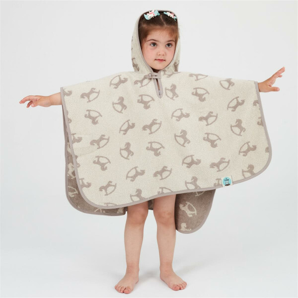 Sei Design Frottee Bade-Poncho mit Kapuze | 100% BIO Baumwolle | organic Kapuzenbadetuch | 3+ Monate bis 3 Jahre Schauckelpferd Fabrikverkauf