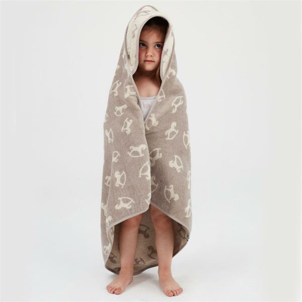 Sei Design Frottee Kapuzentuch | 100% BIO Baumwolle | 0+ bis 5 Jahre | Kapuzenhandtuch 80x80 Schauckelpferd Taupe Hotsell