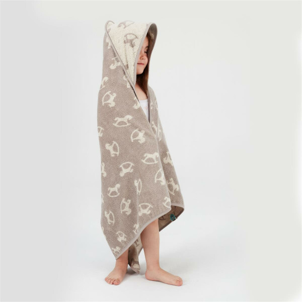 Sei Design Frottee Kapuzentuch | 100% BIO Baumwolle | 0+ bis 5 Jahre | Kapuzenhandtuch 80x80 Schauckelpferd Taupe Hotsell