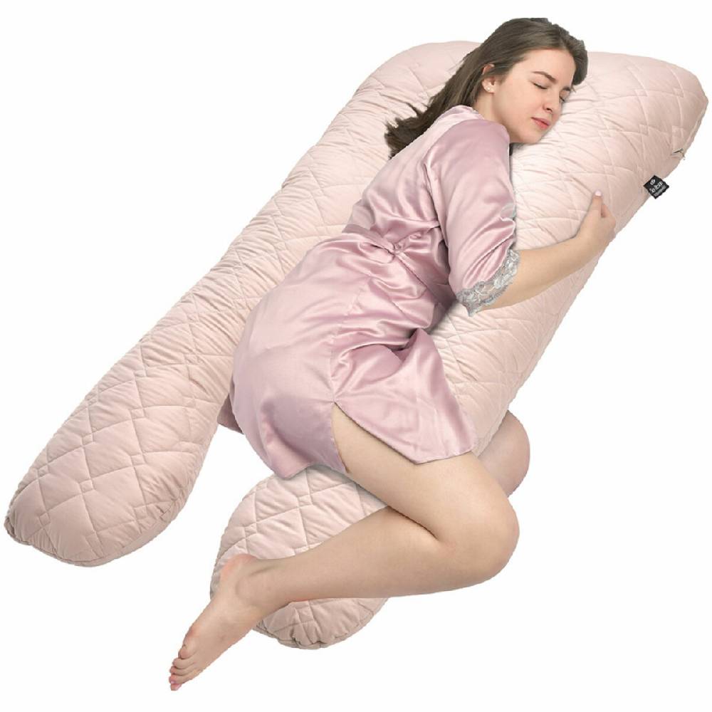 Sei Design Bodypillow | Bezug gepolstert und gesteppt mit Reißverschluss waschbar 140 x 75 x 20 cm beige
