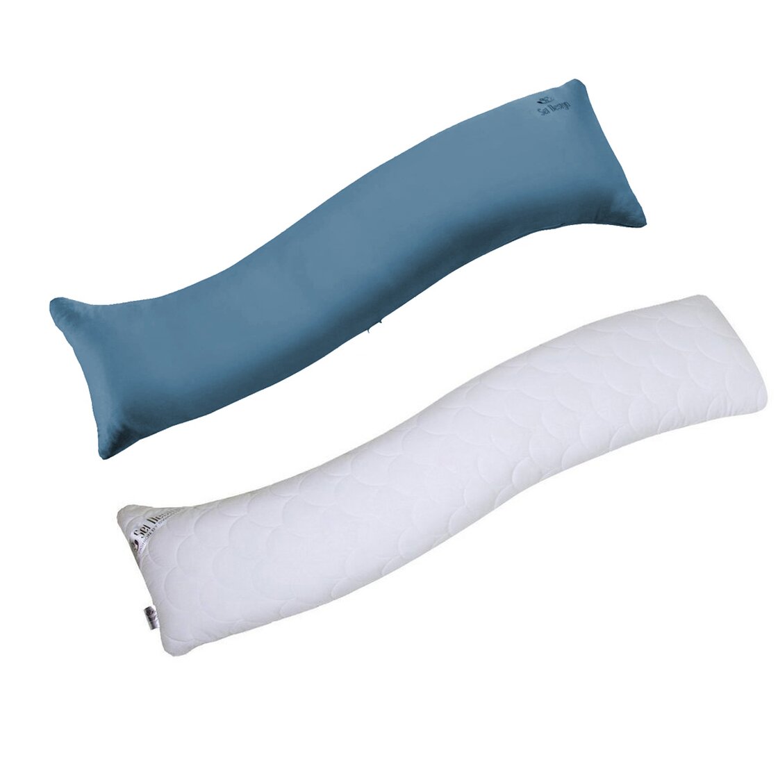 Sei Design Seitenschläferkissen mit Bezug Blau 40x130