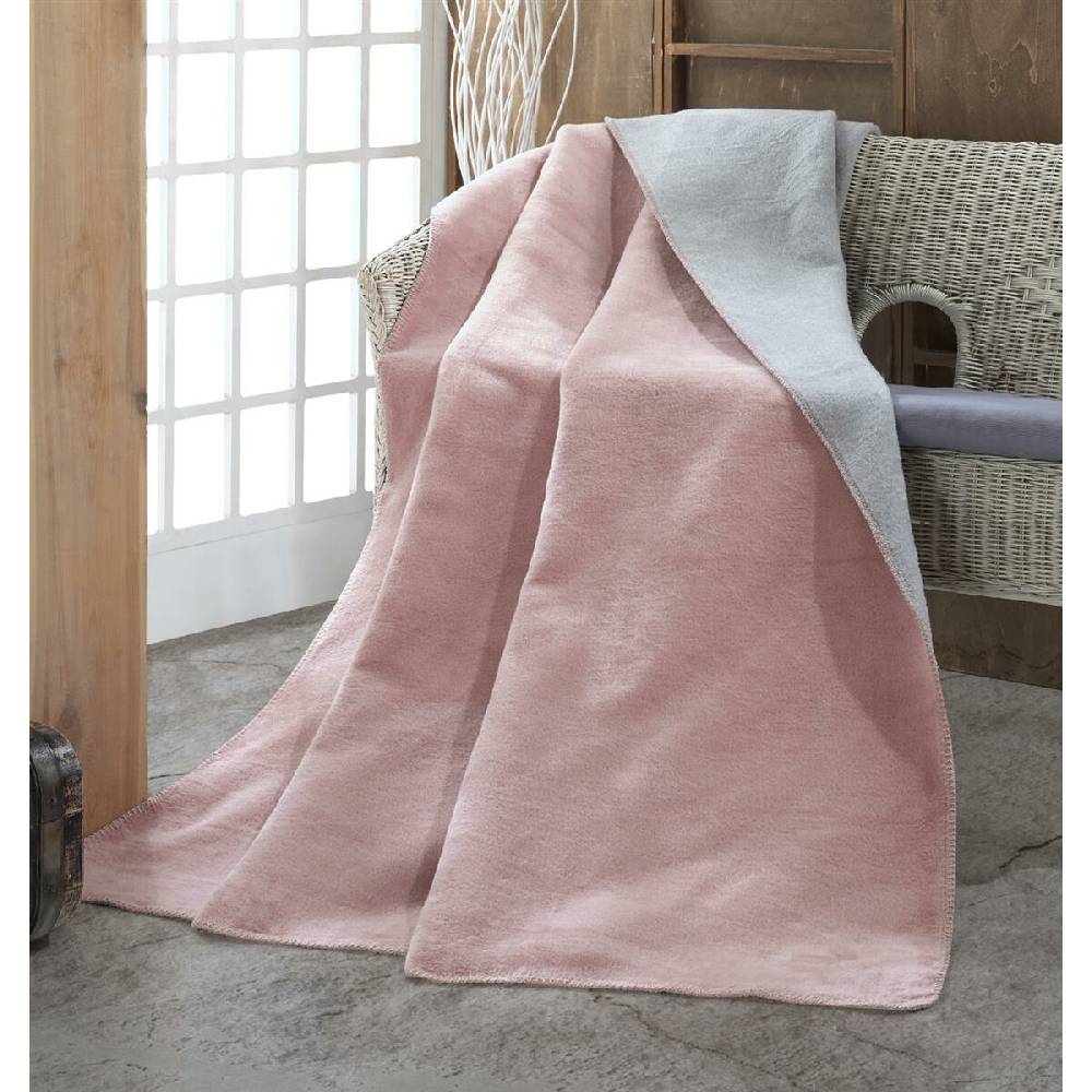 Sei Design Kuscheldecke Kassandra 150x200 | 58% Baumwolle 450 gr /m² Bicolore Rose-Grey