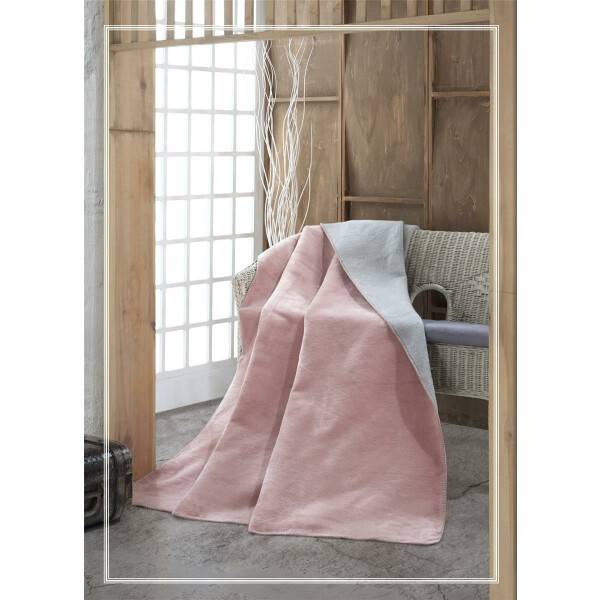 Sei Design Kuscheldecke Kassandra 150x200 | 58% Baumwolle 450 gr /m² Bicolore Rose-Grey Auslauf