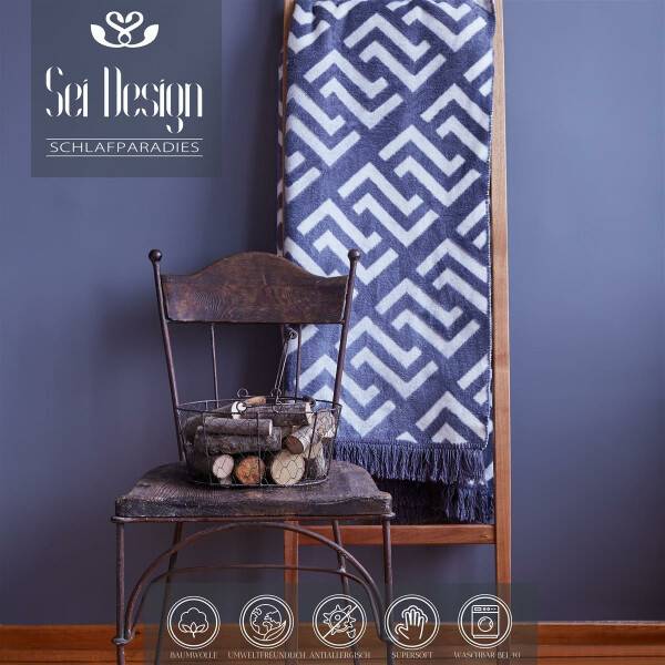 Sei Design Kuscheldecke Kassandra 150x200 | 58% Baumwolle 450 gr /m² Glam Blue Angebote