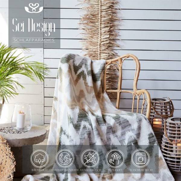 Sei Design Kuscheldecke Scotch Jacquard 150x200 | 60% Baumwolle 350 gr/m² Glam Blitzverkäufe