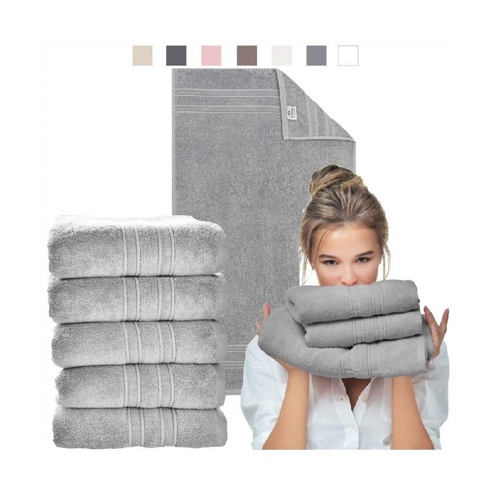 Sei Design 5´er Pack Handtücher 50x100 | Luxus Frottee AQUA FIBRO | 100% Baumwolle Taupe Hell
