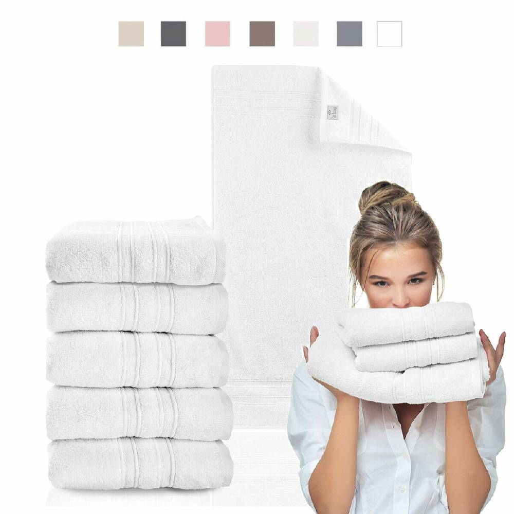 Sei Design 5´er Pack Handtücher 50x100 | Luxus Frottee AQUA FIBRO | 100% Baumwolle Weiß