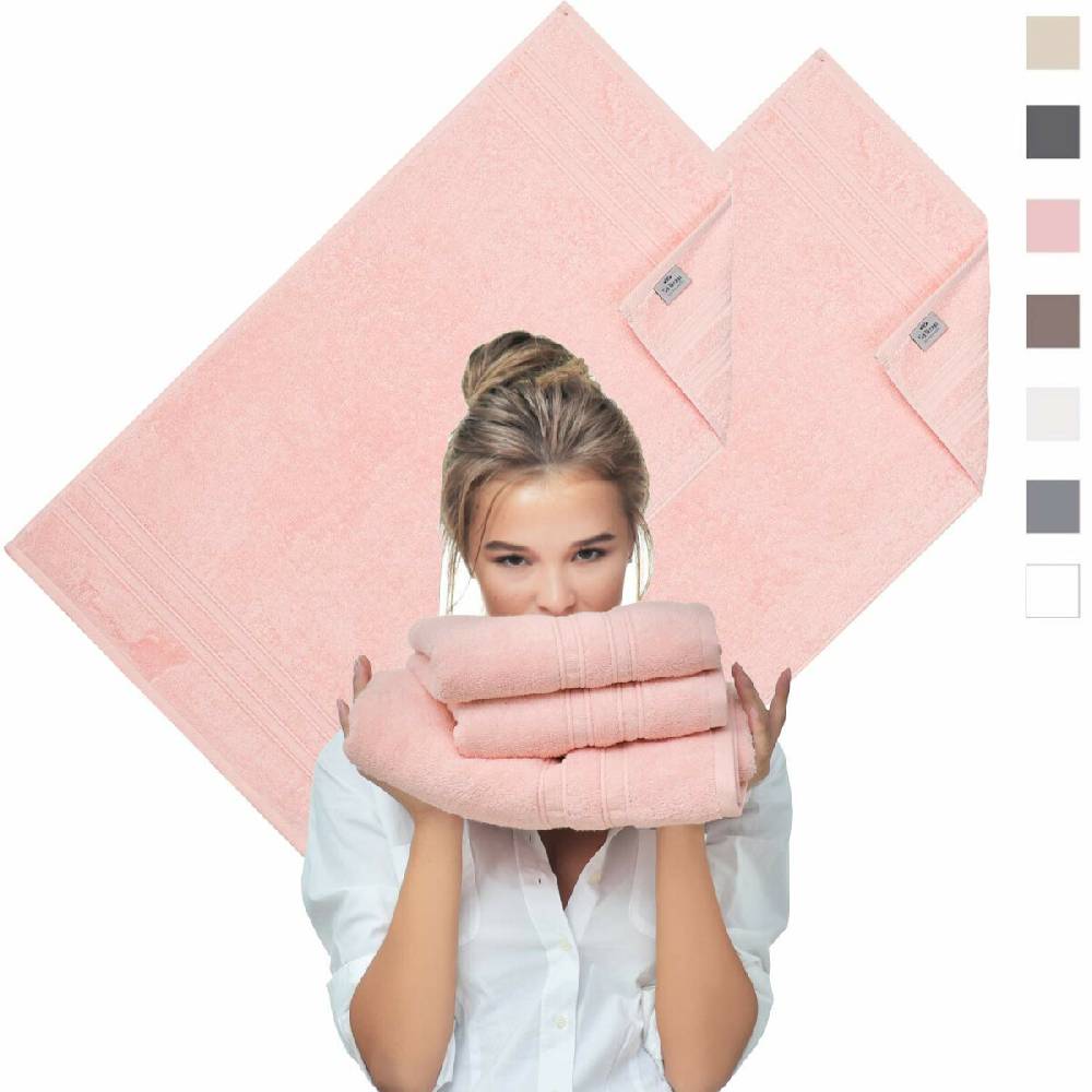 Sei Design Doppelpack Handtücher 70x140 | Luxus Frottee AQUA FIBRO | 100% Baumwolle Pastel-rosa