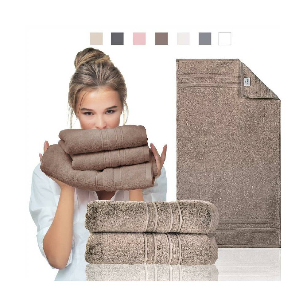 Sei Design Doppelpack Handtücher 70x140 | Luxus Frottee AQUA FIBRO | 100% Baumwolle Schokobraun