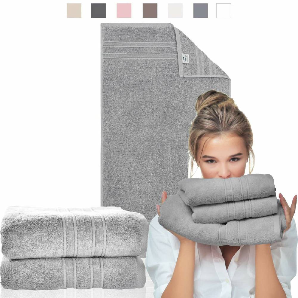 Sei Design Doppelpack Handtücher 70x140 | Luxus Frottee AQUA FIBRO | 100% Baumwolle Taupe Hell