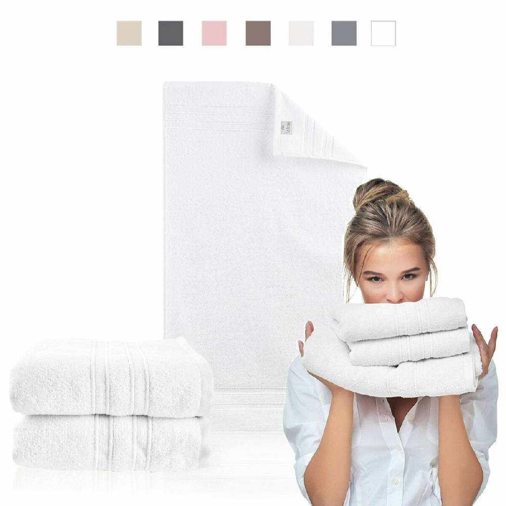 Sei Design Doppelpack Handtücher 70x140 | Luxus Frottee AQUA FIBRO | 100% Baumwolle Weiß Outlet