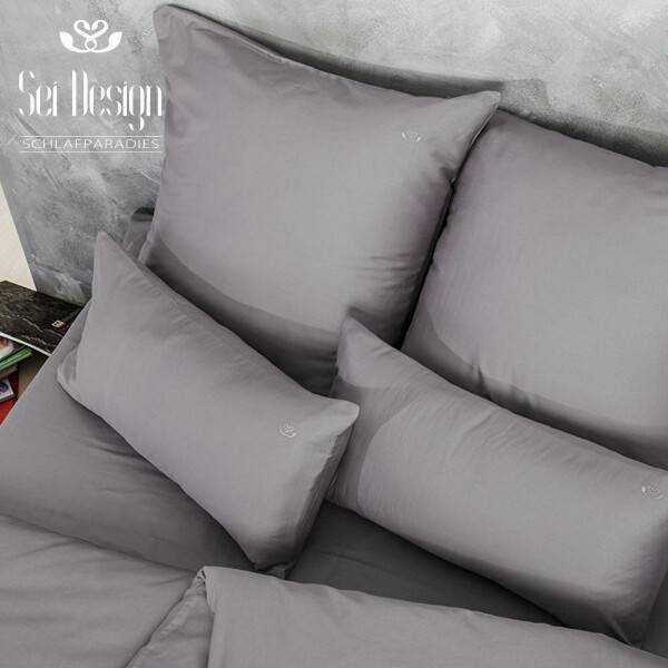 Sei Design Sei Design Bettset 200x200 + 2 Stk. 80x80 aus 100% Mako Satin Baumwolle Lilac-Grey Hotsell