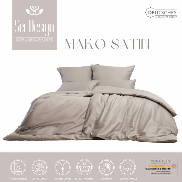 Sei Design Sei Design Bettset aus 100% Mako Satin Baumwolle Sand im Angebot