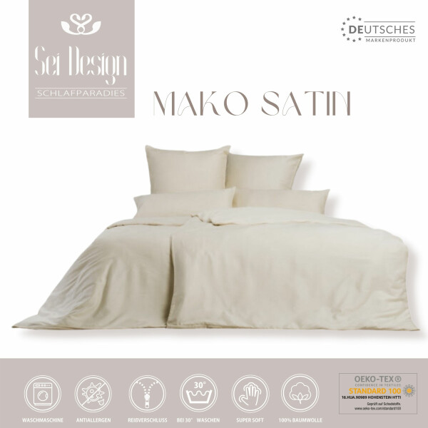 Sei Design Sei Design Bettset Mako Satin 100% Baumwolle Champagner Schlussverkauf