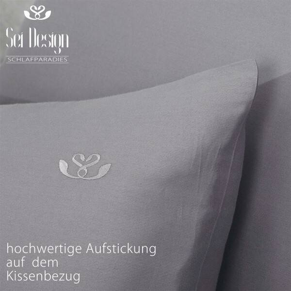 Sei Design Sei Design Bettset Mako Satin 100% Baumwolle Silver-Grey Günstiger Verkauf