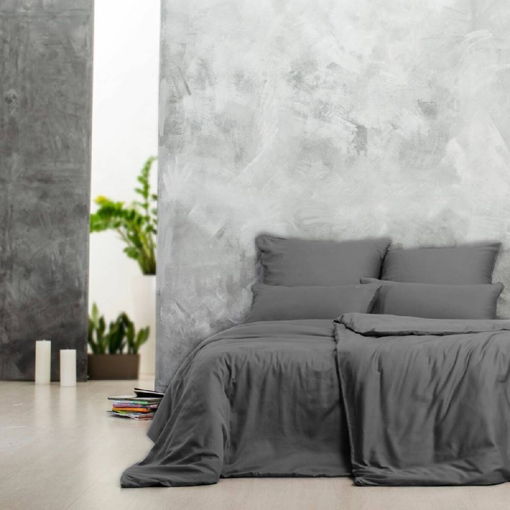 Sei Design Sei Design Bettset Mako Satin 100% Baumwolle Dark-Grey Fabrikverkauf