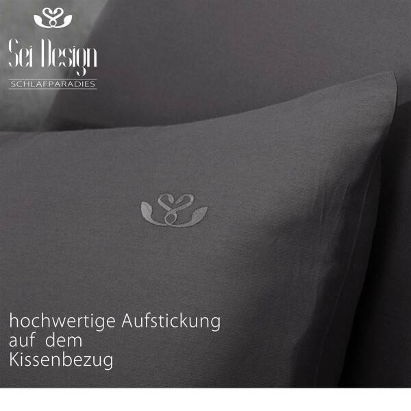 Sei Design Sei Design Bettset Mako Satin 100% Baumwolle Dark-Grey Fabrikverkauf
