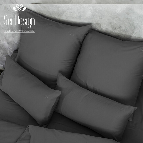 Sei Design Sei Design Bettset Mako Satin 100% Baumwolle Dark-Grey Fabrikverkauf