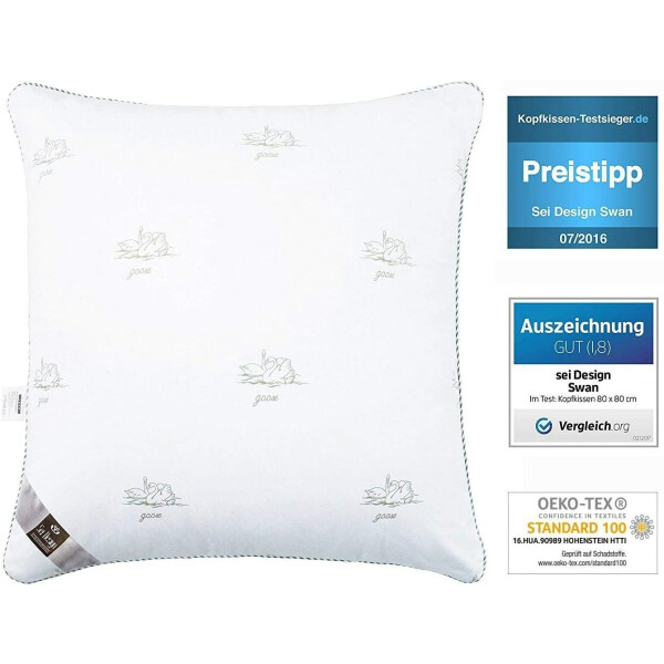 Sei Design SWAN-SET: Bettdecke 135x200 + Kopfkissen 80x80 und 40x80 Outlet
