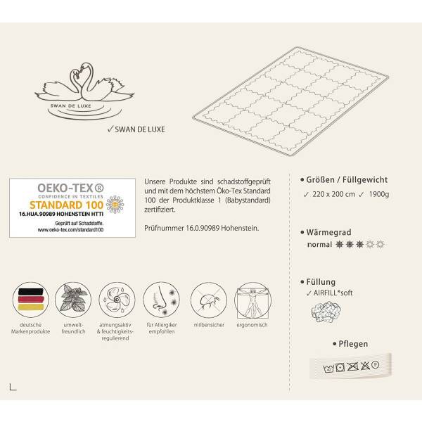 Sei Design Winter Bettdecke Air Softfill Collection SWAN DE LUXE, 220x200 Hotsell