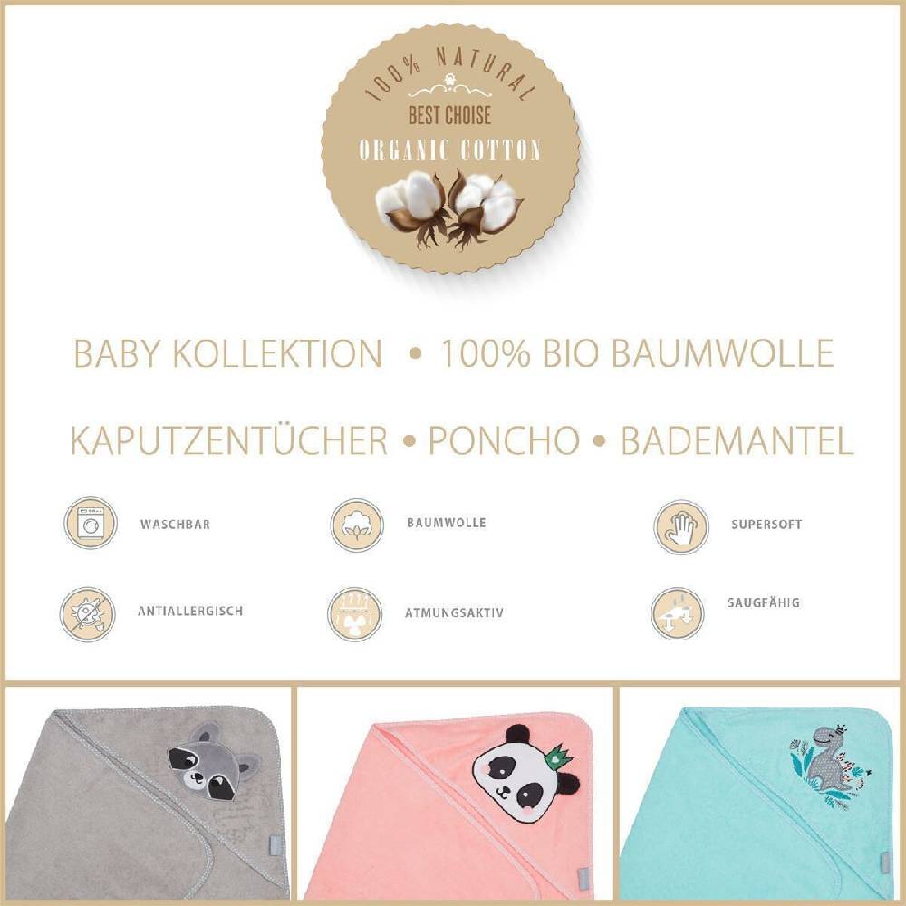 Sei Design Frotte Kapuzentuch | 100% BIO Baumwolle | 0+ bis 5 Jahre | Kapuzenhandtuch