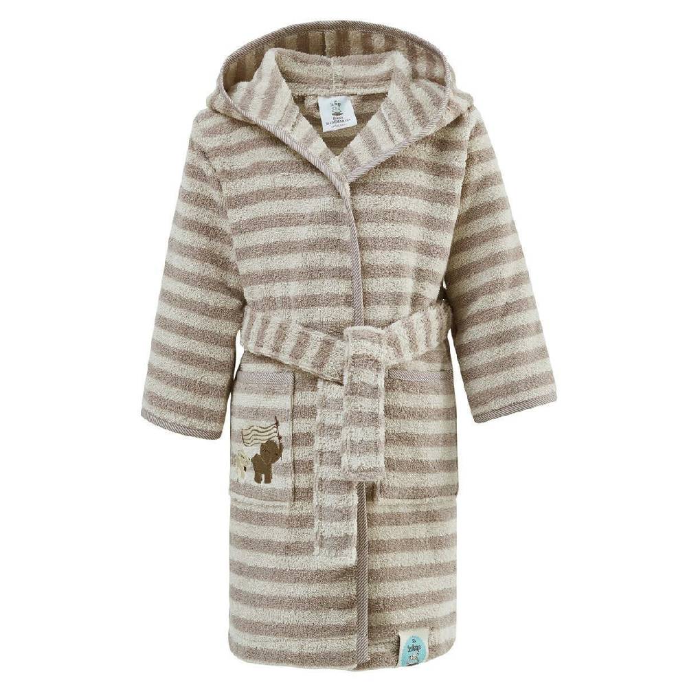 Sei Design Frottee Baby Bademantel | 100% BIO Baumwolle | 6+ bis 3-4 Jahre | Kinder Bademantel Elefantenbande