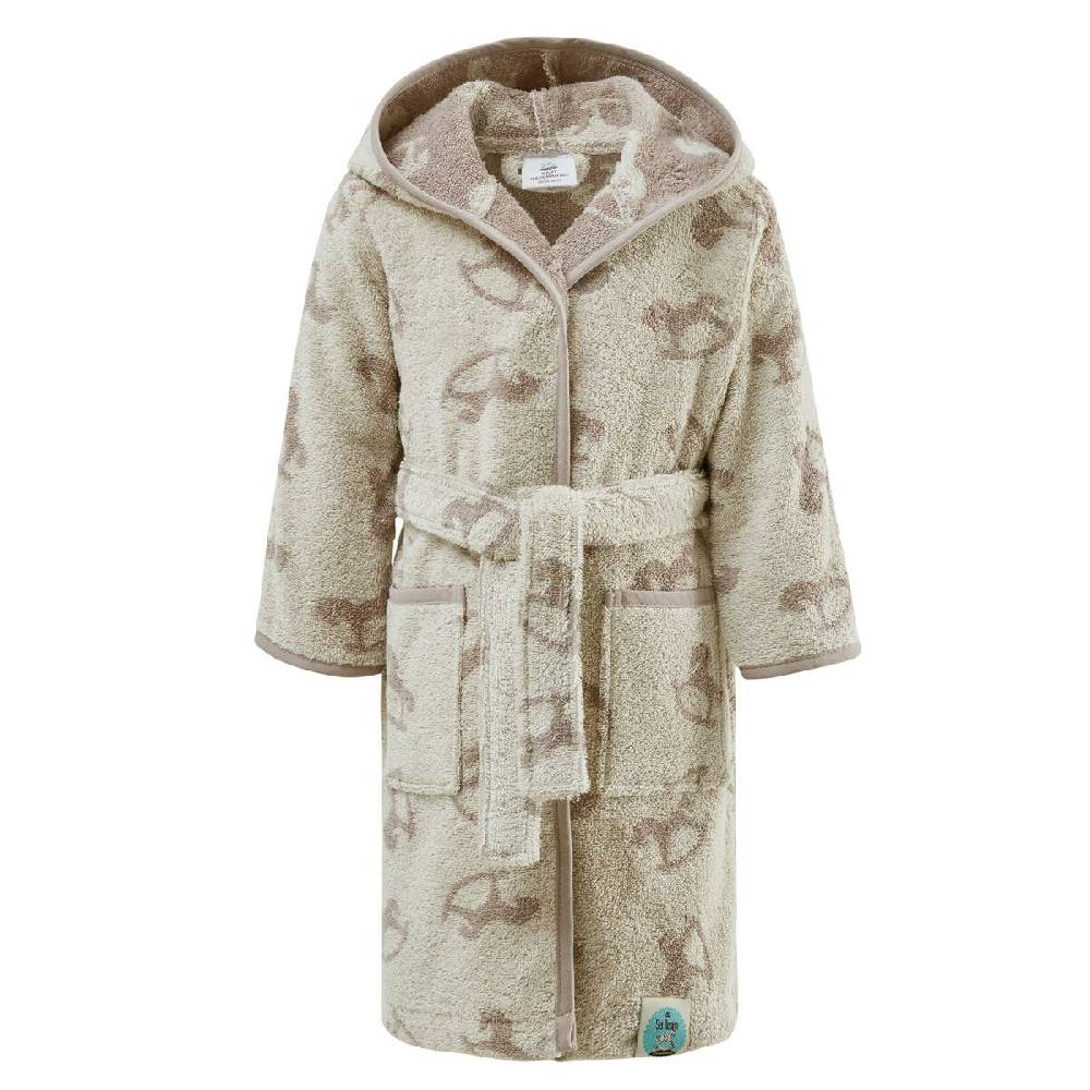 Sei Design Frottee Baby Bademantel | 100% BIO Baumwolle | 6+ bis 3-4 Jahre | Kinder Bademantel Schauckelpferd