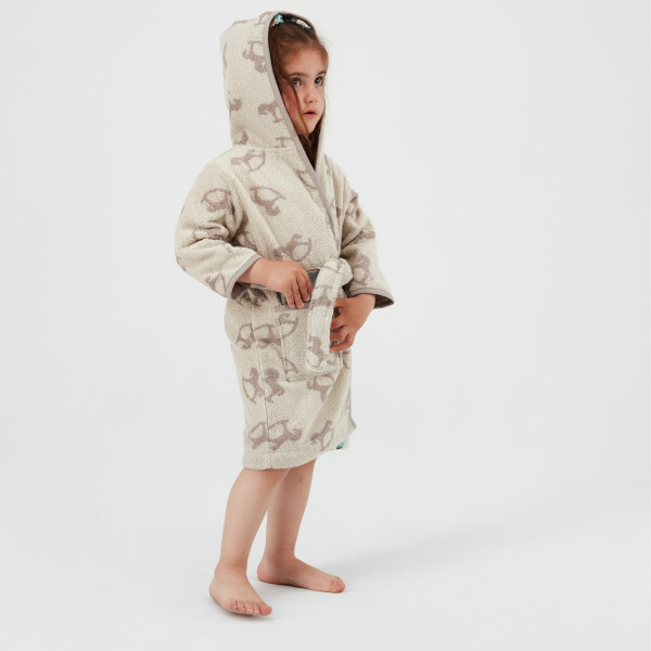 Sei Design Frottee Baby Bademantel | 100% BIO Baumwolle | 6+ bis 3-4 Jahre | Kinder Bademantel Schauckelpferd Schlussverkauf