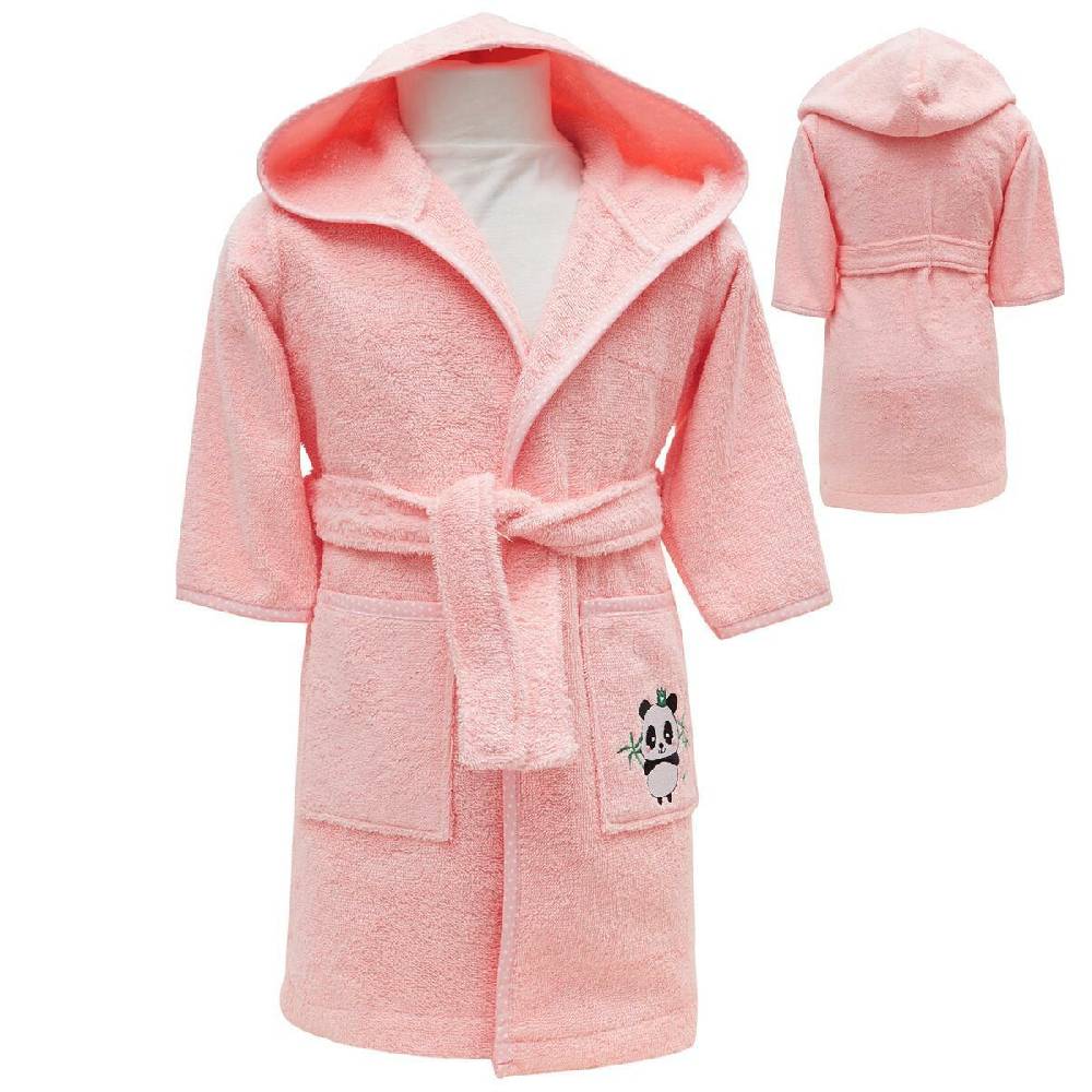 Sei Design Frottee Baby Bademantel | 100% BIO Baumwolle | Kinder Bademantel 98/104 Rosé