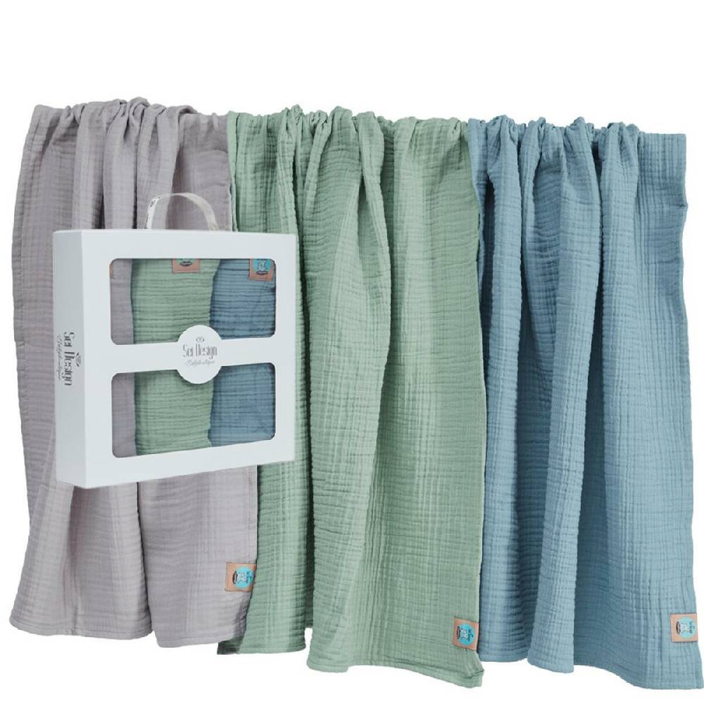 Sei Design Musselin Pucktuch - Babydecke - Mulltuch 3-Pack Set 80x80 Meist gekauft