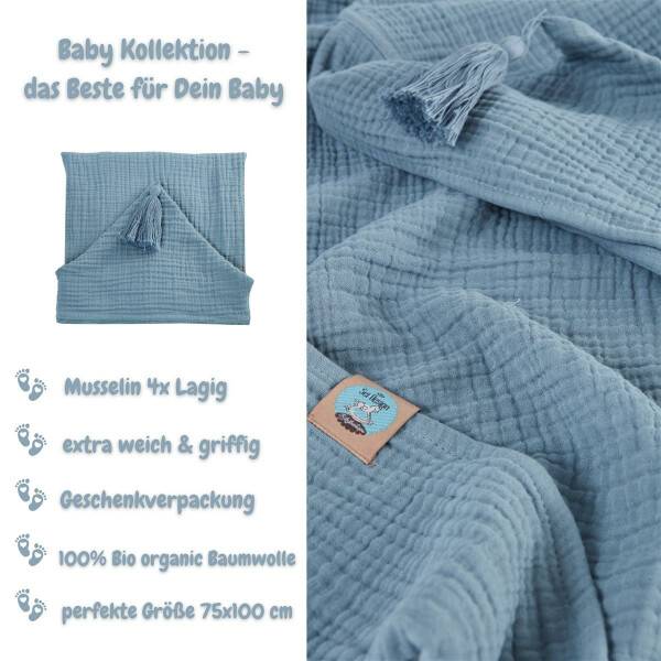 Sei Design Sei Design Musselin Badeponcho aus 100% BIO Baumwolle 75x100 Jeans Fabrikverkauf