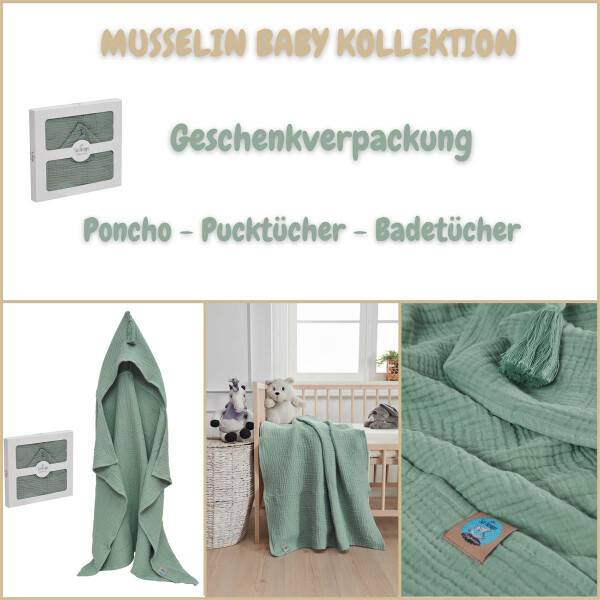 Sei Design Sei Design Musselin Badeponcho aus 100% BIO Baumwolle 75x100 Mint Auslauf