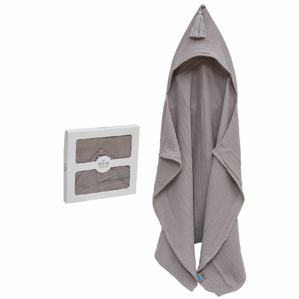 Sei Design Sei Design Musselin Badeponcho aus 100% BIO Baumwolle 75x100 stonegrey Verkauf