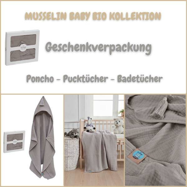 Sei Design Sei Design Musselin Badeponcho aus 100% BIO Baumwolle 75x100 stonegrey Verkauf
